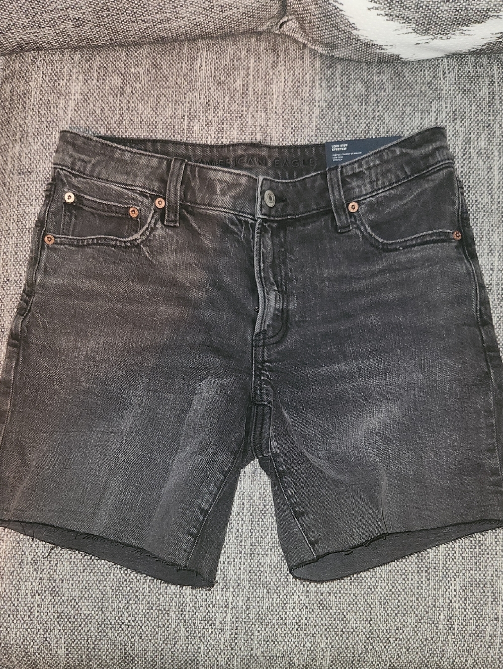 American Eagle Outfitters Women's Faded Black Denim Cutoff Shorts
